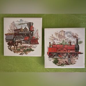 Vintage Train Art Tiles